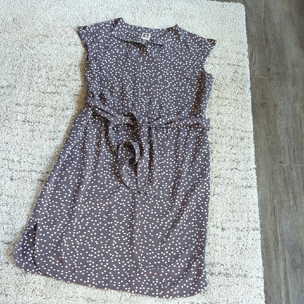 Anne Klein Mauve Polka Dot Midi Dress